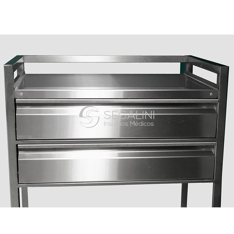 Carrito de acero inoxidable 2 cajones